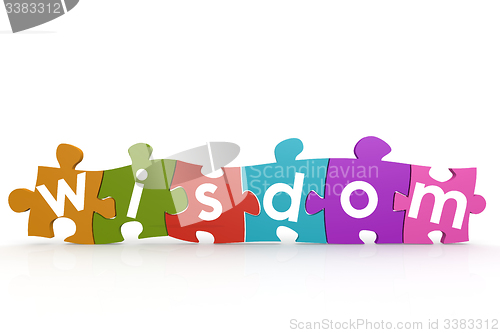 Image of Colorful puzzle with wisdom word