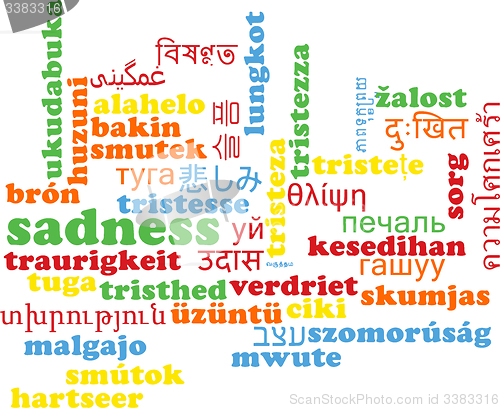Image of Sadness multilanguage wordcloud background concept