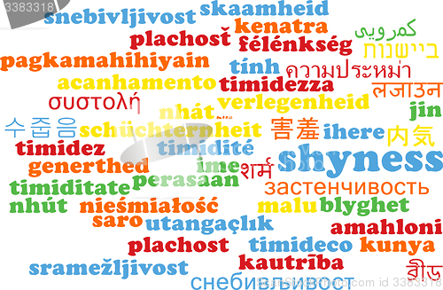 Image of Shyness multilanguage wordcloud background concept