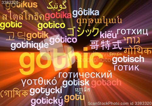 Image of Gothic multilanguage wordcloud background concept glowing