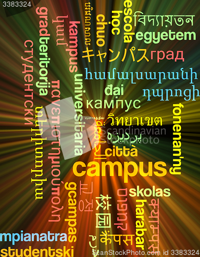 Image of Campus multilanguage wordcloud background concept glowing