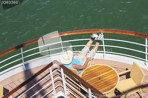 Image of Man enjoys the sailing cruise ship