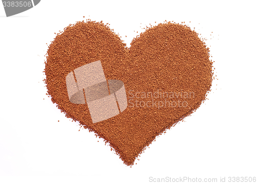 Image of Instant coffee granules in a heart shape