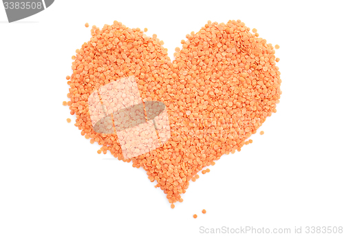 Image of Red lentils in a heart shape