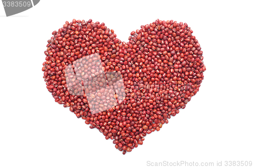 Image of Red adzuki beans in a heart shape