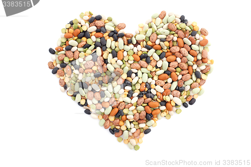 Image of Mixed dried beans in a heart shape