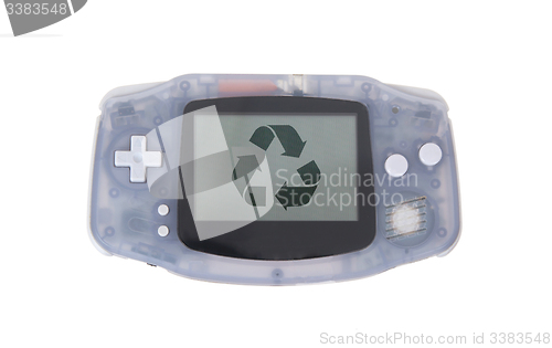 Image of Old dirty portable game console with a small screen