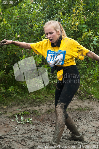 Image of Attractive girl in extrime racing