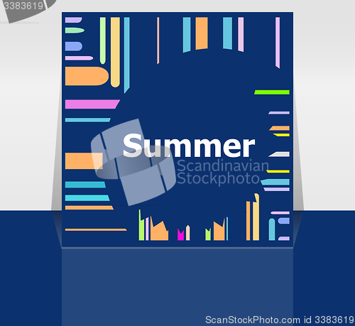 Image of Hello summer poster. summer background. Effects poster, frame. Happy holidays card, happy vacation card. Enjoy your summer.