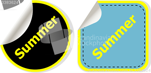 Image of Word summer concept on button. Banner, web button or message for online web site, presentation or application