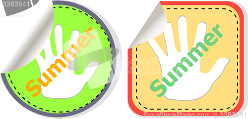 Image of word summer web button isolated on white background, icon design
