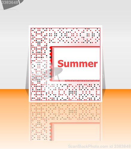 Image of Hello summer poster. summer background. Effects poster, frame. Happy holidays card, happy vacation card. Enjoy your summer.