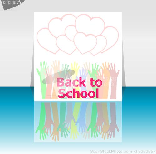 Image of Back to school word and people hands, love hearts,  education concept