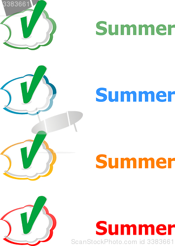 Image of Word summer concept on button. Banner, web button or message for online web site, presentation or application