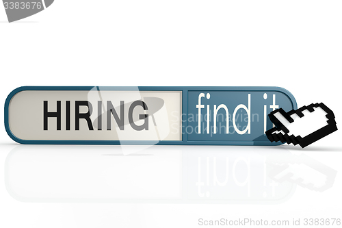 Image of Hiring word on the blue find it banner