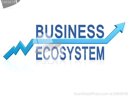 Image of Business ecosystem with blue arrow
