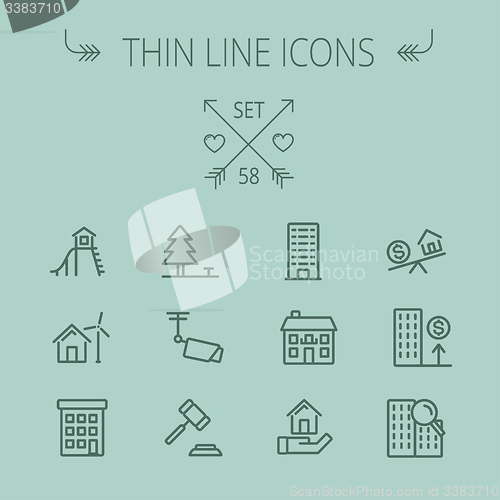 Image of Real Estate thin line icon set