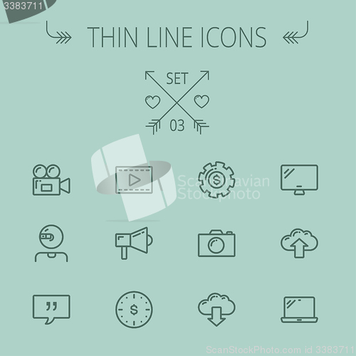 Image of Technology thin line icon set