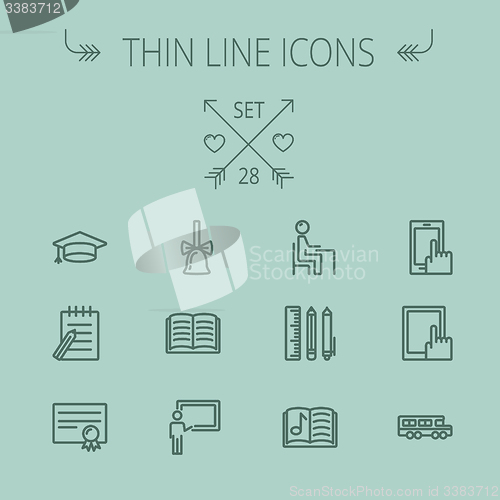 Image of Education thin line icon set