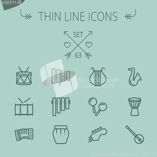 Image of Music and entertainment thin line icon set