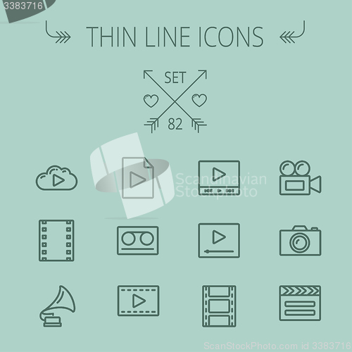 Image of Mutimedia thin line icon set