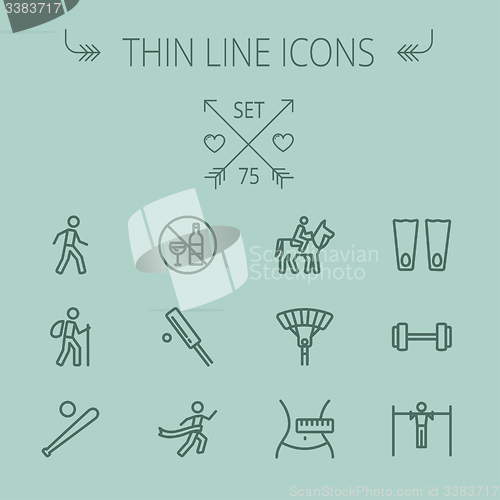 Image of Sports thin line icon set