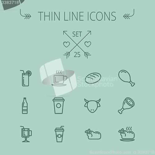 Image of Food thin line icon set
