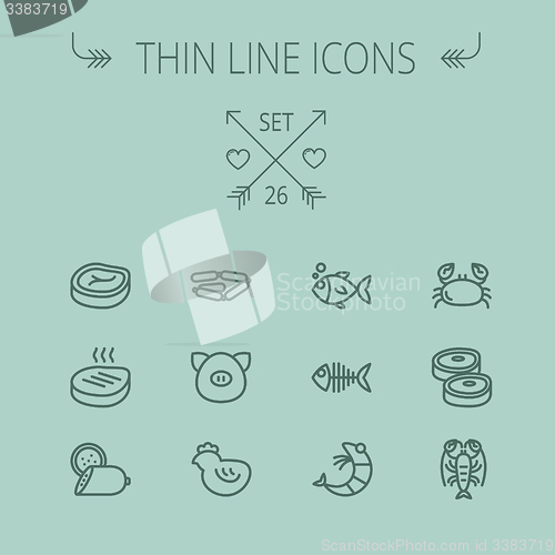 Image of Food thin line icon set