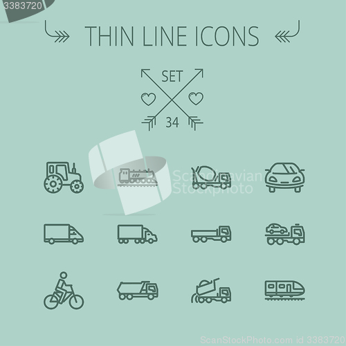 Image of Transportation thin line icon set