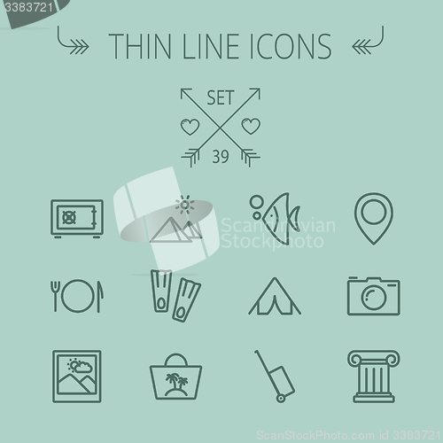 Image of Travel thin line icon set