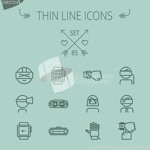 Image of Technology thin line icon set