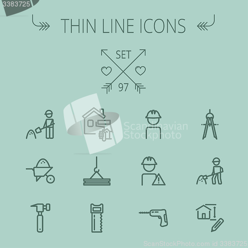 Image of Construction thin line icon set