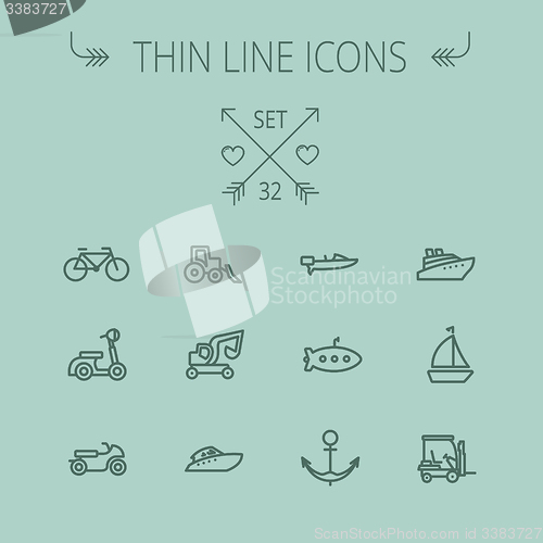 Image of Transportation thin line icon set
