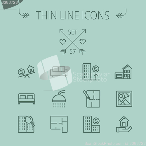 Image of Real Estate thin line icon set