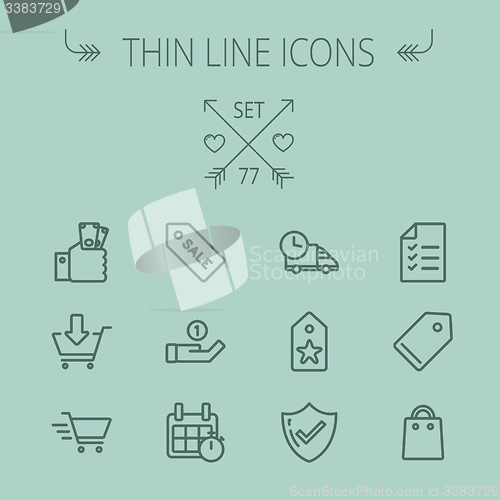 Image of Business shopping thin line icon set