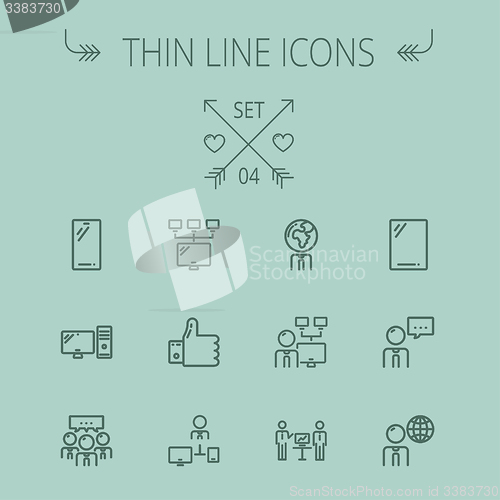 Image of Technology thin line icon set