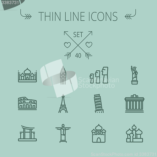 Image of Travel thin line icon set