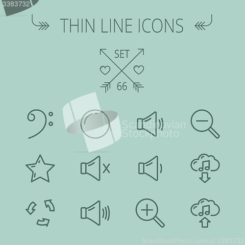 Image of Music and entertainment thin line icon set