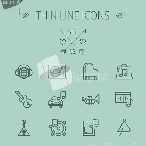 Image of Music and entertainment thin line icon set