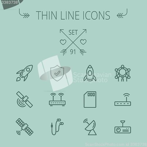 Image of Technology thin line icon set