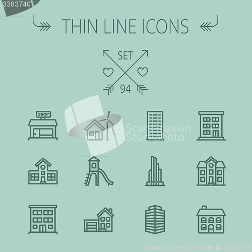Image of Construction thin line icon set