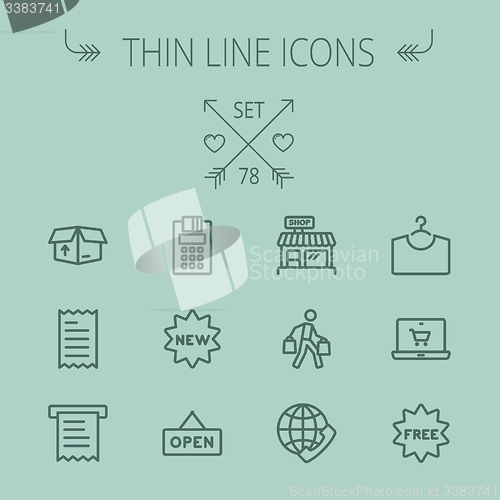 Image of Business shopping thin line icon set