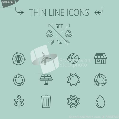 Image of Ecology thin line icon set
