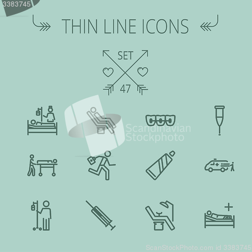 Image of Medicine thin line icon set