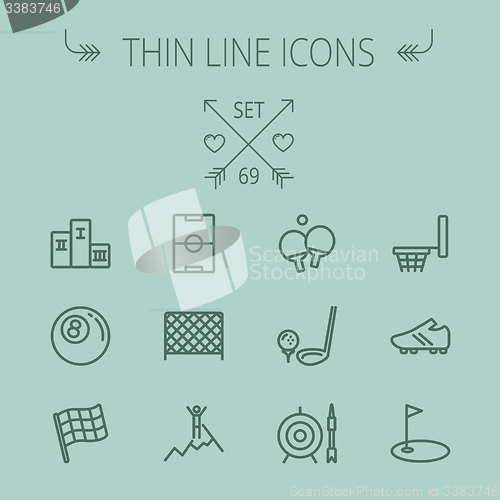 Image of Sports thin line icon set