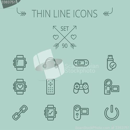 Image of Technology thin line icon set