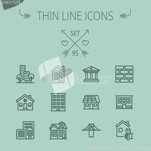 Image of Construction thin line icon set