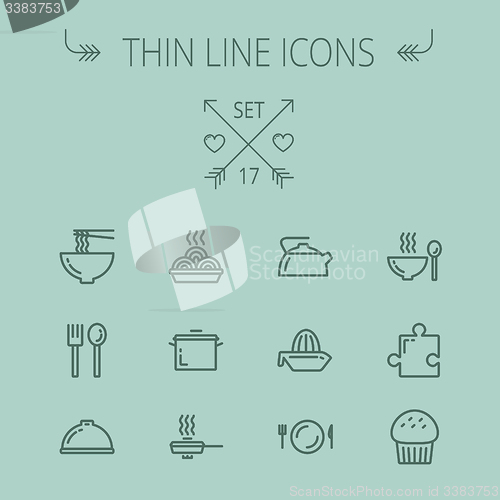 Image of Food thin line icon set