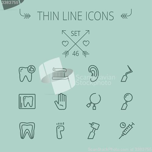 Image of Medicine thin line icon set