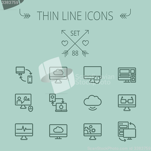 Image of Technology thin line icon set